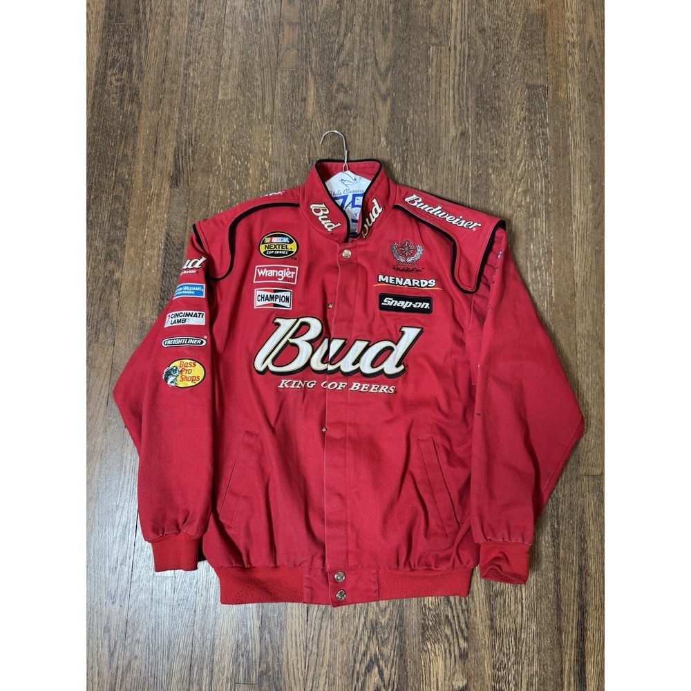 Dale Earnhardt Jr #8 Budweiser NASCAR Racing Jacket Chase Authentics Large Red